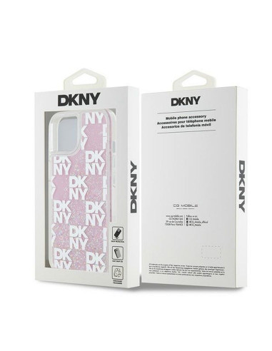 Coque DKNY pour IPHONE 15 DKHCP15SLCPEPP (DKNY HC Liquid Glitters W/Checkered Pattern) rose