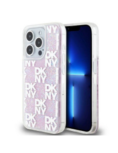 Coque DKNY pour IPHONE 15 Pro DKHCP15LLCPEPP (DKNY HC Liquid Glitters W/Checkered Pattern) rose