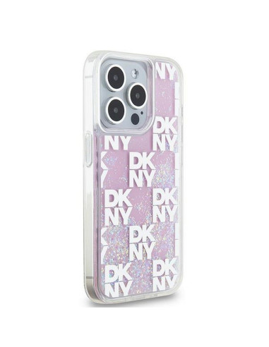 Coque DKNY pour IPHONE 15 Pro DKHCP15LLCPEPP (DKNY HC Liquid Glitters W/Checkered Pattern) rose