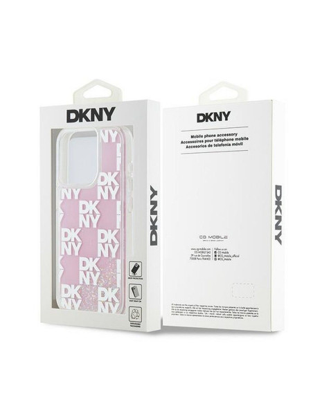 Coque DKNY pour IPHONE 15 Pro DKHCP15LLCPEPP (DKNY HC Liquid Glitters W/Checkered Pattern) rose