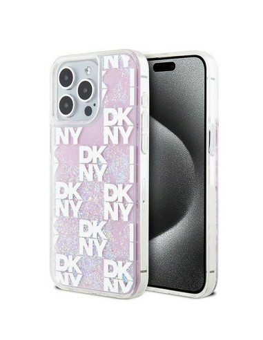 Coque DKNY pour IPHONE 15 Pro Max DKHCP15XLCPEPP (DKNY HC Liquid Glitters W/Checkered Pattern) rose