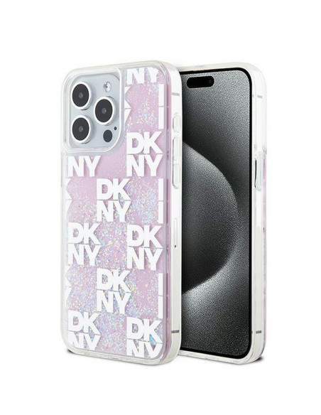 Coque DKNY pour IPHONE 15 Pro Max DKHCP15XLCPEPP (DKNY HC Liquid Glitters W/Checkered Pattern) rose