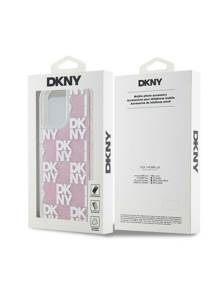 Coque DKNY pour IPHONE 15 Pro Max DKHCP15XLCPEPP (DKNY HC Liquid Glitters W/Checkered Pattern) rose