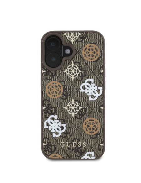 GUESS case for IPHONE 16 compatible with MagSafe GUHMP16SP4PWPW (PU Peony on 4G Background) brown