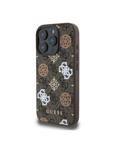 GUESS case for IPHONE 16 Pro Max compatible with MagSafe GUHMP16XP4PWPW (PU Peony on 4G Background) brown