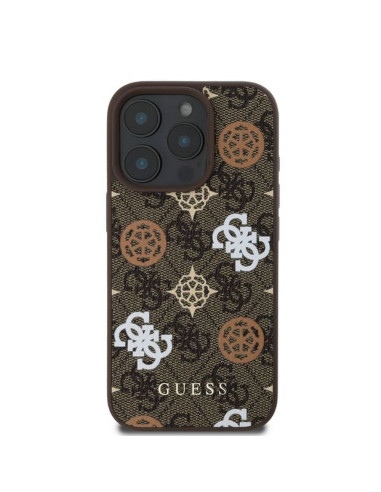 GUESS case for IPHONE 16 Pro Max compatible with MagSafe GUHMP16XP4PWPW (PU Peony on 4G Background) brown