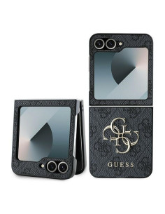 GUESS Coque pour SAMSUNG Z Flip 6 GUHCZF64GMGGR (PU 4G Leather Metal Logo) noir