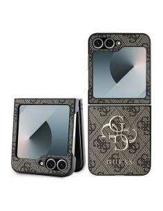 Coque GUESS pour SAMSUNG Z Flip 6 GUHCZF64GMGBR (PU 4G Leather Metal Logo) marron