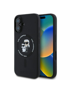 KARL LAGERFELD case for IPHONE 16 compatible with MagSafe KLHMP16SSCMKCRHK (Silicone KC Body Ring) black