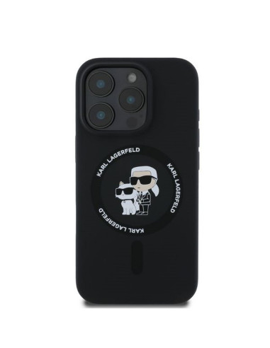KARL LAGERFELD case for IPHONE 16 Pro compatible with MagSafe KLHMP16LSCMKCRHK (Silicone KC Body Ring) black
