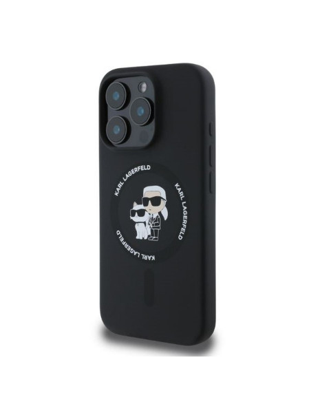 KARL LAGERFELD case for IPHONE 16 Pro Max compatible with MagSafe KLHMP16XSCMKCRHK (Silicone KC Body Ring) black