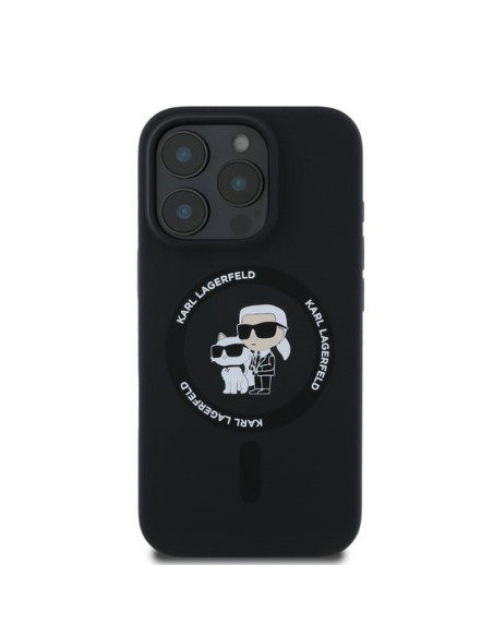 KARL LAGERFELD case for IPHONE 16 Pro Max compatible with MagSafe KLHMP16XSCMKCRHK (Silicone KC Body Ring) black