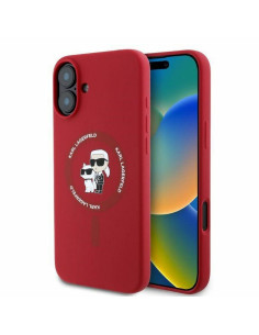 KARL LAGERFELD case for IPHONE 16 compatible with MagSafe KLHMP16SSCMKCRHR (Silicone KC Body Ring) red