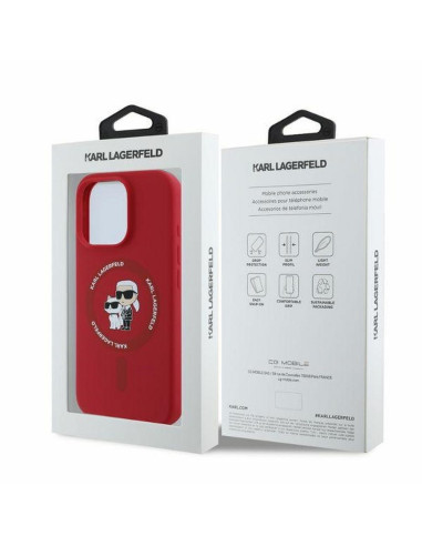 KARL LAGERFELD case for IPHONE 16 Pro compatible with MagSafe KLHMP16LSCMKCRHR (Silicone KC Body Ring) red