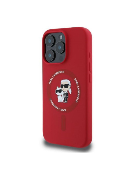 KARL LAGERFELD case for IPHONE 16 Pro Max compatible with MagSafe KLHMP16XSCMKCRHR (Silicone KC Body Ring) red