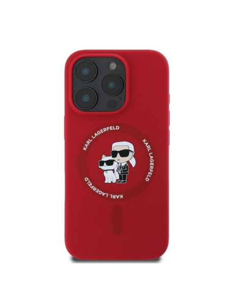 KARL LAGERFELD case for IPHONE 16 Pro Max compatible with MagSafe KLHMP16XSCMKCRHR (Silicone KC Body Ring) red