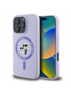KARL LAGERFELD case for IPHONE 16 Pro Max compatible with MagSafe KLHMP16XSCMKCRHU (Silicone KC Body Ring) purple