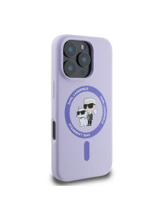 KARL LAGERFELD case for IPHONE 16 Pro Max compatible with MagSafe KLHMP16XSCMKCRHU (Silicone KC Body Ring) purple 2