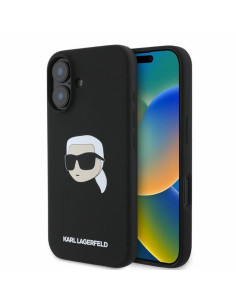 KARL LAGERFELD case for IPHONE 16 compatible with MagSafe KLHMP16SSKHPPLK (Sil KL Head Print) black