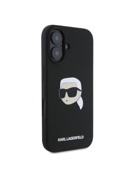 KARL LAGERFELD case for IPHONE 16 compatible with MagSafe KLHMP16SSKHPPLK (Sil KL Head Print) black