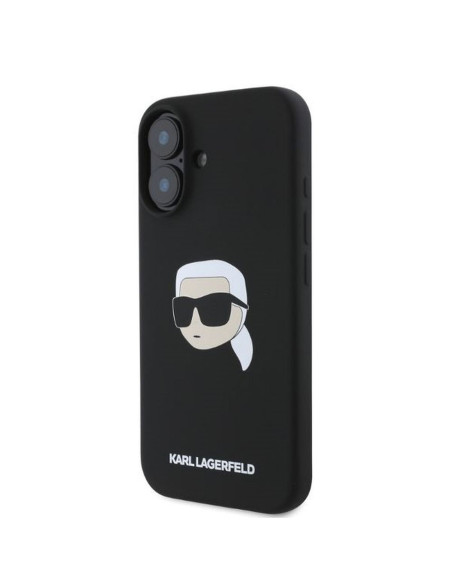 KARL LAGERFELD case for IPHONE 16 compatible with MagSafe KLHMP16SSKHPPLK (Sil KL Head Print) black