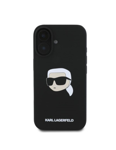 KARL LAGERFELD case for IPHONE 16 compatible with MagSafe KLHMP16SSKHPPLK (Sil KL Head Print) black
