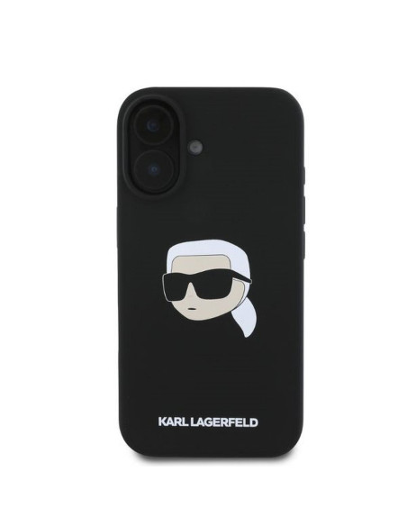KARL LAGERFELD case for IPHONE 16 compatible with MagSafe KLHMP16SSKHPPLK (Sil KL Head Print) black