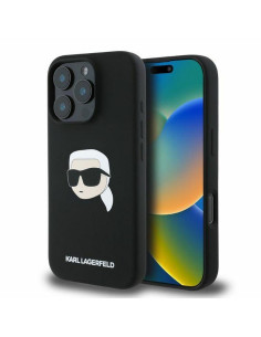 KARL LAGERFELD case for IPHONE 16 Pro compatible with MagSafe KLHMP16LSKHPPLK (Sil KL Head Print) black