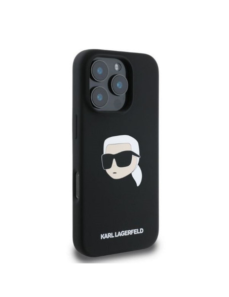 KARL LAGERFELD case for IPHONE 16 Pro compatible with MagSafe KLHMP16LSKHPPLK (Sil KL Head Print) black