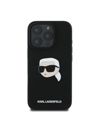 KARL LAGERFELD case for IPHONE 16 Pro compatible with MagSafe KLHMP16LSKHPPLK (Sil KL Head Print) black