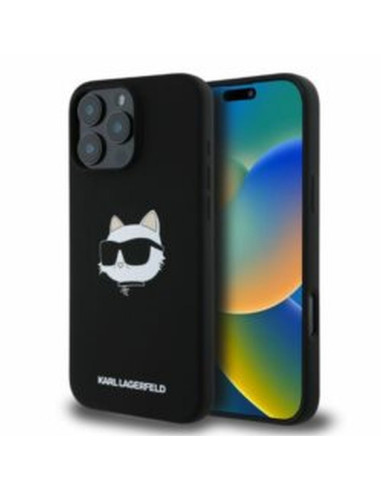 KARL LAGERFELD case for IPHONE 16 Pro compatible with MagSafe KLHMP16LSCHPPLK (Sil Choupette Head Print) black