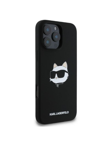 KARL LAGERFELD case for IPHONE 16 Pro compatible with MagSafe KLHMP16LSCHPPLK (Sil Choupette Head Print) black