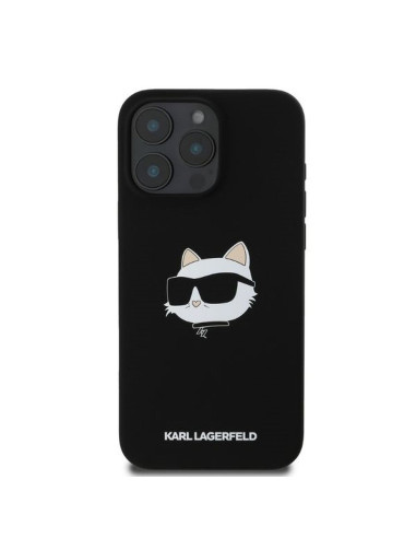 KARL LAGERFELD case for IPHONE 16 Pro compatible with MagSafe KLHMP16LSCHPPLK (Sil Choupette Head Print) black