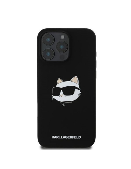 KARL LAGERFELD case for IPHONE 16 Pro compatible with MagSafe KLHMP16LSCHPPLK (Sil Choupette Head Print) black