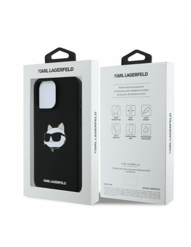 KARL LAGERFELD case for IPHONE 16 Pro Max compatible with MagSafe KLHMP16XSCHPPLK (Sil Choupette Head Print) black