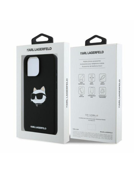 KARL LAGERFELD case for IPHONE 16 Pro Max compatible with MagSafe KLHMP16XSCHPPLK (Sil Choupette Head Print) black