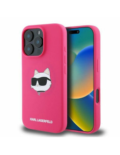 KARL LAGERFELD case for IPHONE 16 Pro compatible with MagSafe KLHMP16LSCHPPLF (Sil Choupette Head Print) fuschia