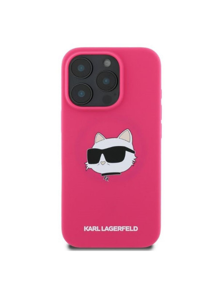 KARL LAGERFELD case for IPHONE 16 Pro compatible with MagSafe KLHMP16LSCHPPLF (Sil Choupette Head Print) fuschia