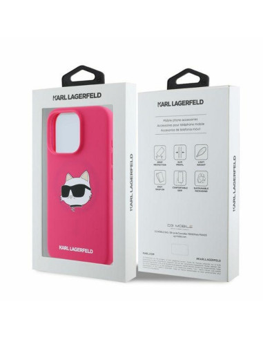 KARL LAGERFELD case for IPHONE 16 Pro compatible with MagSafe KLHMP16LSCHPPLF (Sil Choupette Head Print) fuschia