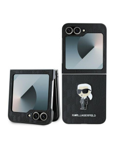 KARL LAGERFELD Coque pour SAMSUNG Z Flip 6 KLHCZF6SAPKINPK (HC Saffiano Monogram Ikonik Pin) noir