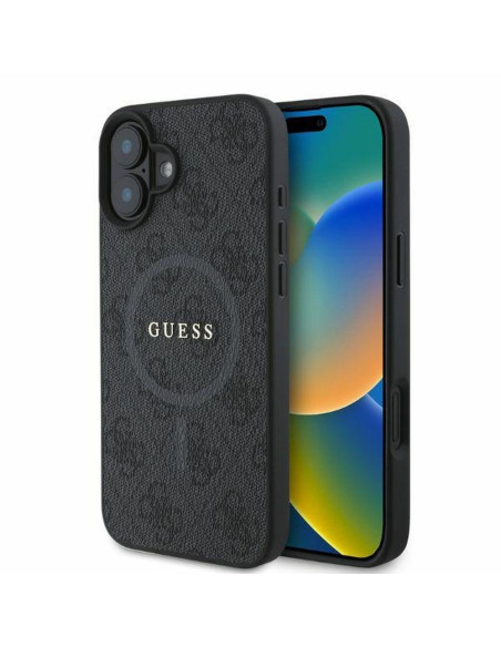 GUESS case for IPHONE 16 compatible with MagSafe GUHMP16SG4GFRK (PU 4G Ring Classic Logo) black