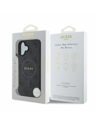 GUESS case for IPHONE 16 compatible with MagSafe GUHMP16SG4GFRK (PU 4G Ring Classic Logo) black