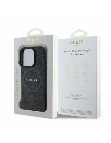 GUESS case for IPHONE 16 Pro compatible with MagSafe GUHMP16LG4GFRK (PU 4G Ring Classic Logo) black