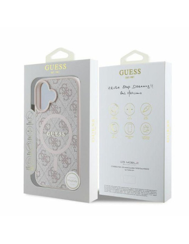 GUESS case for IPHONE 16 compatible with MagSafe GUHMP16SG4GFRP (PU 4G Ring Classic Logo) pink