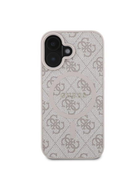 GUESS case for IPHONE 16 compatible with MagSafe GUHMP16SG4GFRP (PU 4G Ring Classic Logo) pink