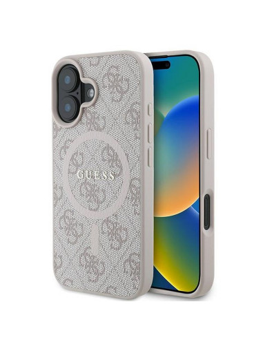 GUESS case for IPHONE 16 Plus compatible with MagSafe GUHMP16MG4GFRP (PU 4G Ring Classic Logo) pink