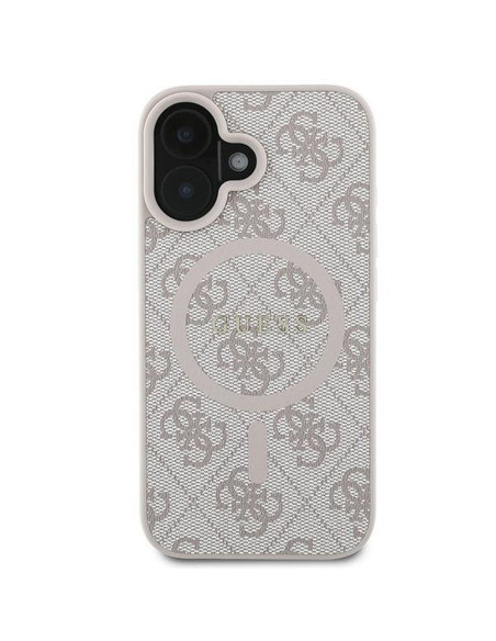 GUESS case for IPHONE 16 Plus compatible with MagSafe GUHMP16MG4GFRP (PU 4G Ring Classic Logo) pink