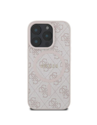 GUESS case for IPHONE 16 Pro compatible with MagSafe GUHMP16LG4GFRP (PU 4G Ring Classic Logo) pink