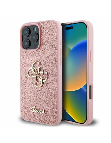 GUESS case for IPHONE 16 Pro Max GUHCP16XHG4SGP (Fixed Glitter Big 4G) pink