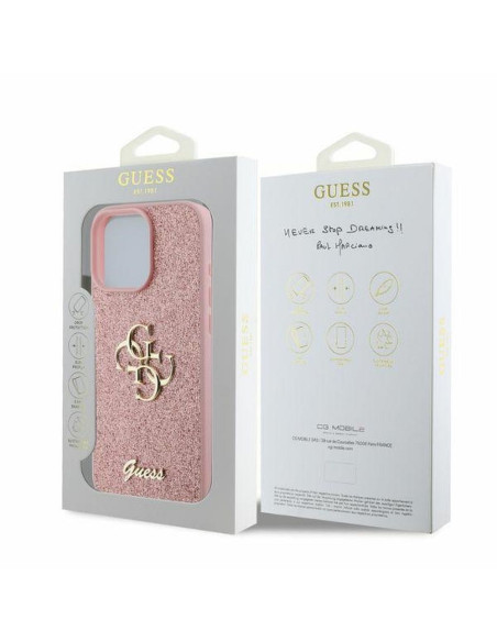 GUESS case for IPHONE 16 Pro Max GUHCP16XHG4SGP (Fixed Glitter Big 4G) pink